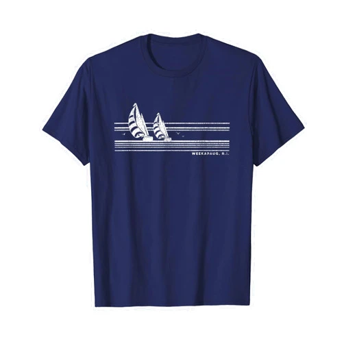 Weekapaug Rhode Island Sailing T-Shirts & Tees Weekapaug RI Vintage Sailing 70s Nautical Sailboat T-Shirt
