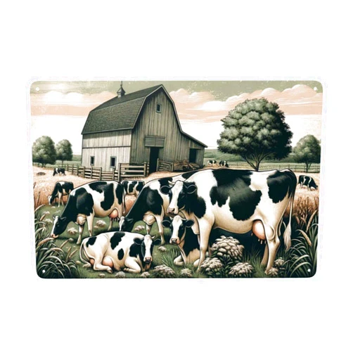 CDSASHCA Pastoral Serenity Cows in Meadow Rustic Farmhouse Metal Tin Sign Wall Art decor Vintage Home Decor for Kitchen,Living Room,Outdoor - Retro Antique Tinplate Farm Scene for Agriculture Lovers 12x16inch