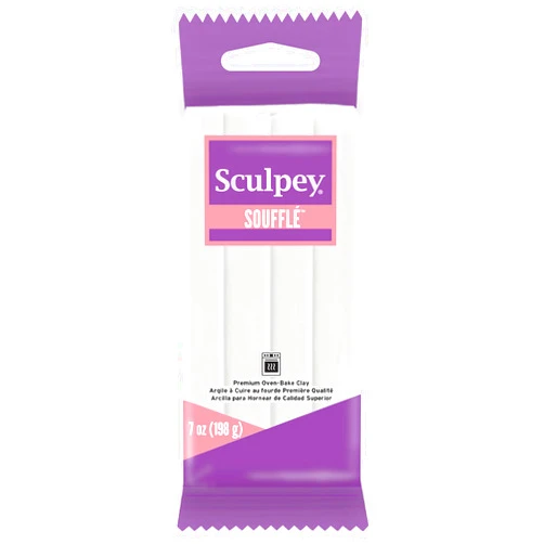Sculpey Soufflé™ Polymer Oven-Bake Clay, Igloo White, Non Toxic, 7 oz. bar, Great for jewelry making, holiday, DIY, mixed media and more! Premium light-weight oven bake clay.