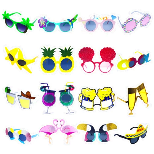 Qunonaty Luau Party Glasses Props-12 Pairs Hawaiian Fun Sunglasses, Tropical Party Glasses, Fancy Dress Up Photo Booth Props Eyeglasses, Summer Beach Party Sunglasses Favors Set,Funny Sunglasses