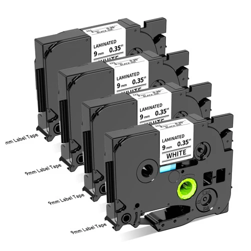 Wonfoucs TZ Tape 9mm 0.35 Laminated White TZe-221 Ptouch Tape Replace for Brother P-Touch Label Tape TZe221 Work with Brother Label Maker Tape PT-D210 PT-D220 PT-H103W PT-1890 PT-D600 PT-D410, 4-Pack