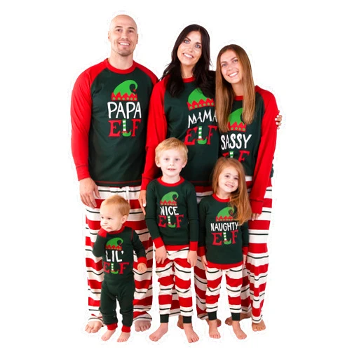 Lazy One Matching Family Christmas Pajamas, Elf Matching Christmas PJs for Family, Adult Tees & Pants Separates