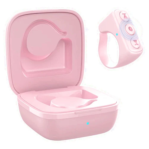 GEVO TIK Tok Bluetooth Remote Control Page Turner for iPhone Android Ipad Cell Phone Camera Remote Shutter Selfie Button, Bluetooth Ring (Pink)