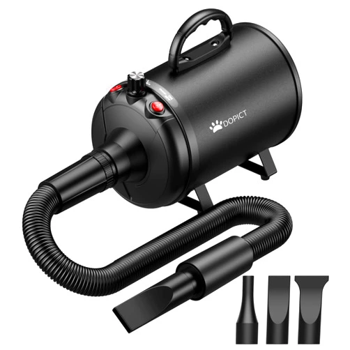 DOPICT Pet Dryer, 5.2HP/3800W Pet Grooming Dryer with Adjustable Speed and Temperature Control Dog Blow Dryer, Pet Hair Dryer with 3 Nozzle