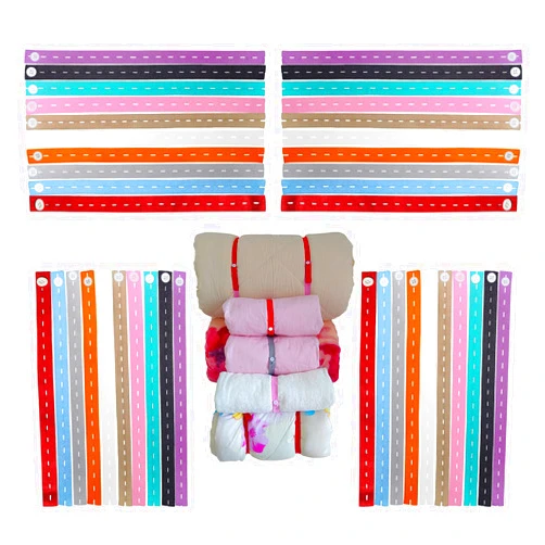 XIWUMOER 100Pcs Elastic Band with Button & Buttonholes,Heavy Duty Drawers Clothing Storage,Adjustable Roll-up Clothes Storage Band,Travel Luggage Space Saver, Drawer & Closet Organizer
