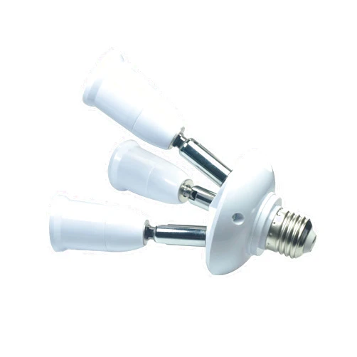 YCSSSD E26/E27 Light Socket Splitter Adapter Extension Extender 3 in 1 Standard Base LED Bulb Converter for 360 Degrees Adjustable 180 Degree Bendable.