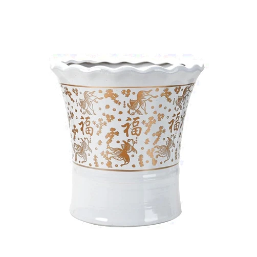 ARINAL Gardening Decoration Ceramic Flower Pot Large Extra Large Household European-Style Living Room Landing Fortune Tree Pot Large Diameter Planters for Plants (Color : A)