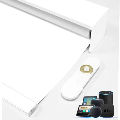 Blindify Motorized Blinds with Remote: Blindify 100% Blackout Roller Shades Work with Apple Homekit,Alexa,Google Home, Customized Automatic Cordless Electric Smart Blinds with App,Voice Control (Vintage White)