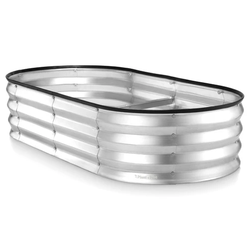 Plant & Plot Galvanized Raised Garden Beds Outdoor // 4×2×1 ft Planter Raised Beds for Gardening, Vegetables, Flowers // Large Metal Garden Box (Silver)