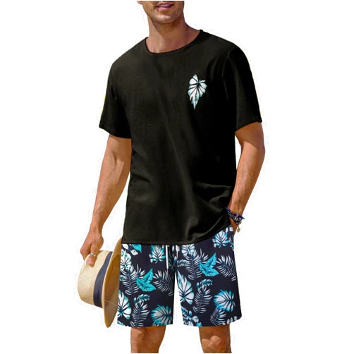 SNYUMEG Hawaiian Shirts and Shorts Sets Mens Button down 2 Piece Summer Casual Vacation Hawaii Tropical Beach Outfits
