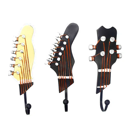 MAIPAY Gifts for Music Lovers, Guitar Music Decor, Music Decorations for Home, Decorative Hooks for Wall Hanging Clothes Coats Towels Keys Hats, Wall Mounted Heavy Duty (3-Pack)