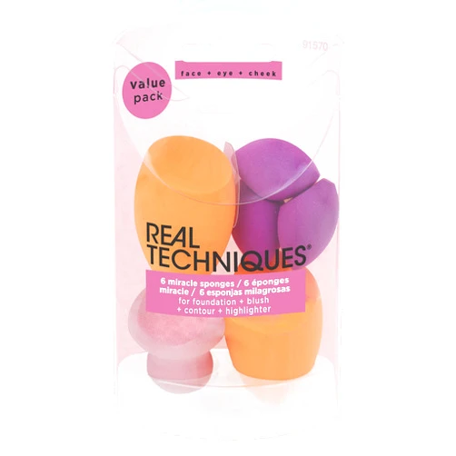 Paris Presents Incorporated Real Techniques Miracle Complexion Sponge Makeup Blender, Set of 6 Assorted Beauty Sponges 6 Miracle Sponges