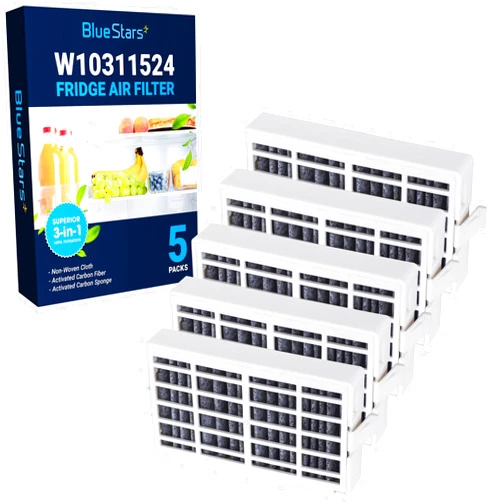 BlueStars W10311524 Fresh Flow Air Filter - Replacement Refrigerator Air Filter Compatible With Whirlpool W10311524, AIR1 - Pack of 5