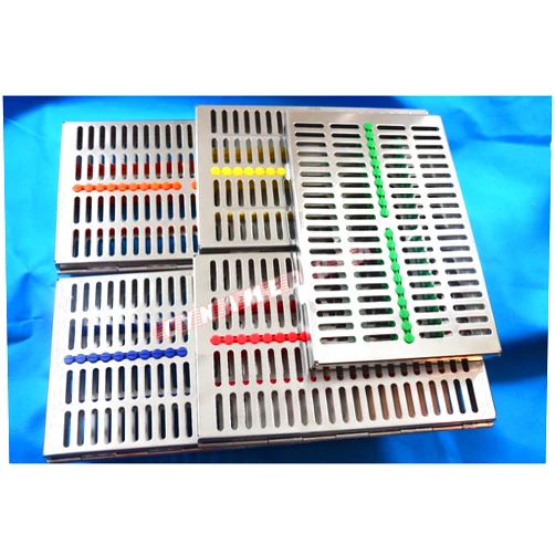 SYNAMED USA New Set of 5 German Stainless Dental Autoclave Sterilization Cassette Rack Box Tray for 20 Instruments Set of 5 Color