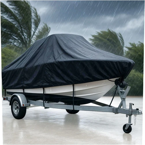 USCOVER Heavy Duty 1200D Boat Cover, Waterproof & UV Resistant, Fits 16-18.5 FT V-Hull, Tri-Hull, Bass Boats – Trailerable Marine Grade Cover with Adjustable Straps for All-Weather Protection