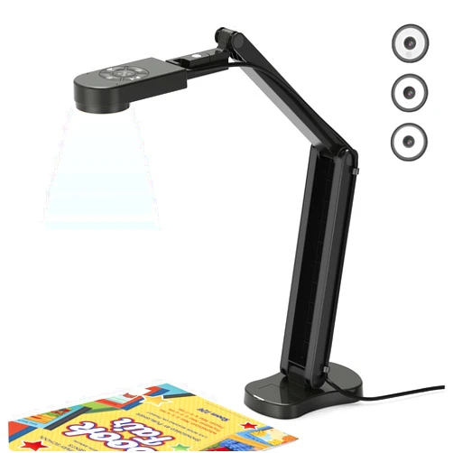 THUSTAND THUSTAR 8MP Document Camera & Webcam 4K with Dual Microphones, USB Visualiser A3-Size, 3-Level LED Lights, Image Invert Function, Fold, for Live Demo, Distance Education -Windows, macOS and Chrome OS