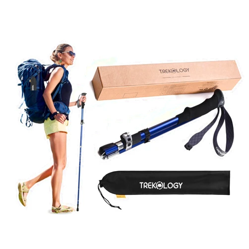 TREKOLOGY TREKZ SE Collapsible Trekking Pole (1pc) - Lightweight Walking Stick for Hiking and Trekking - Ideal for Men, Women, and Seniors