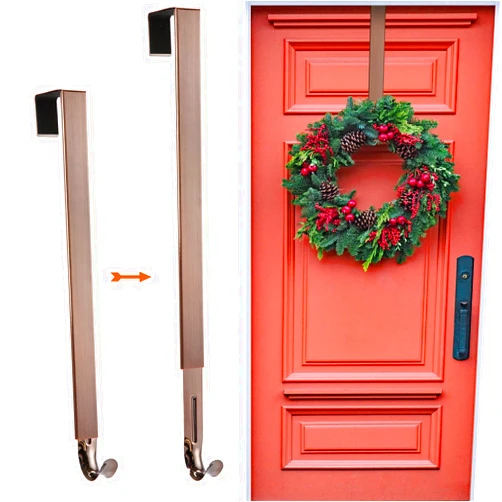 Kederwa Bronze Wreath Door Hanger, Adjustable Wreath Hook Holder from 15-24inch Metal Hanger for Halloween Fall Christmas Wreath Decorations