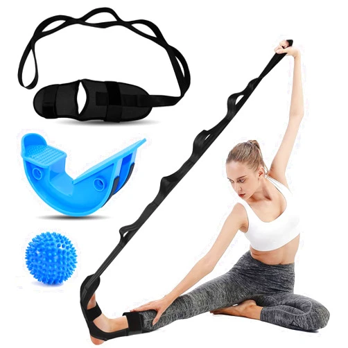 JIURUN Foot and Calf Stretcher Kit - Leg Stretching Stretcher Strap, Foot Rocker, Hamstring Stretcher, Calf Stretcher Rocker Suitable for Stretching Legs, Thighs