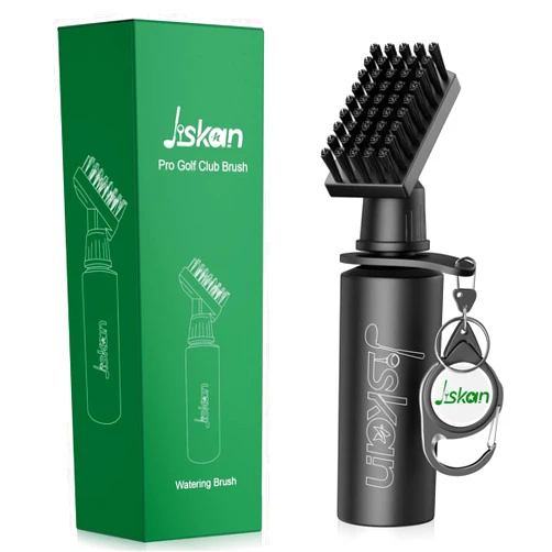 Jiskan Pro Golf Club Brush Cleaner with Retainer Clip and Squeeze Water Bottle 7.5 Inches Holds 4 Ounces of Water, Essentials Golf Accessories for Men, Best Golf Gifts for Men
