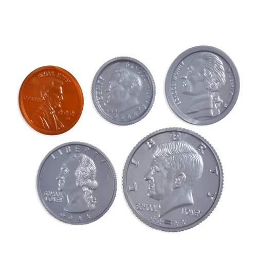 LEARNING ADVANTAGE Play Coin Set - 30 Pennies, 20 Nickels, 20 Dimes, 20 Quarters and 4 Half-Dollars - Realistic Coins for Pretend Play