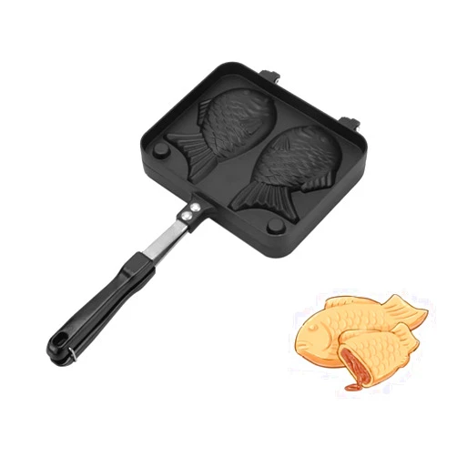 Yosoo Japanese Double Pan, Nonstick Fish-Shaped Pancake Waffle Maker Egg Bubble Pan Aluminum Alloy Baking Plate for Home Kitchen Use (Fish-Shaped Waffle Maker)