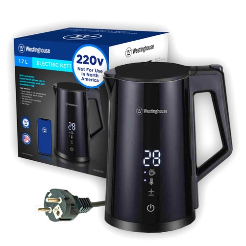 Dynastar Westinghouse 220 volts Kettle -Smart -Double Wall-Variable Temperature kettle - Stainless steel interior and cool touch exterior 1.7 LIter 220v 240 volt (NOT FOR USE IN USA)
