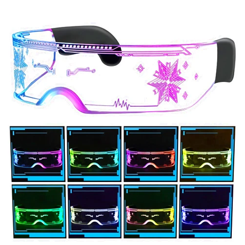HNJOKE LED Glasses Light Up 7 Colors and 4 Modes, Cool Glasses for rave Cyberpunk Party Bar Cosplay