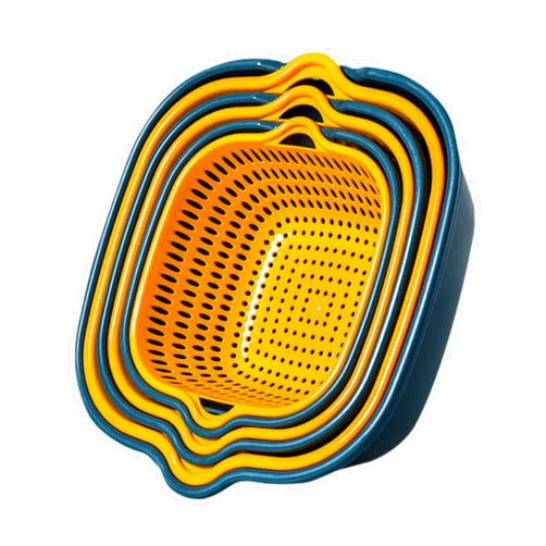 DimyFew 3 Set Double Layer Draining Basket Household Fruits Vegetable Washing Basket 2 in 1 Washing Bowl and Strainer for Noodles
