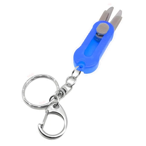 GARASANI Mini Stainless Steel Foldable Blade Fishing Plier Scissor Braid Line Snip Cutter (Blue)