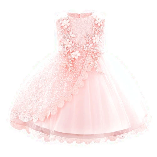 IBTOM CASTLE Baby Flower Girl Dress Sleeveless Lace Bowknot Princess Tulle Tutu Bridesmaid Wedding Baptism Birthday Party Prom Gown
