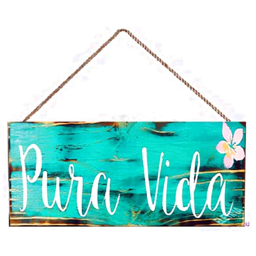 Eletina Rustic Wooden Signs Pura Vida Costa Rica Gift Dorm Room Decor Pura Vida Sign Travel sign Sea Gypsy California Wholesale Beach Signs Wall Art Decor Kitchen Cafe Pub Decor Gift 8x16 INCH