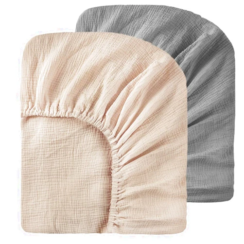 EZCLASSY-Muslin Crib Sheets for Girls and Boys, Cotton Boho Neutral Fitted Baby Crib Sheet for Standard Crib Mattress & Toddler Bed Mattress (52