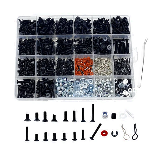 RC Lelut 1000pcs RC Screw Kit RC Car Tool Kit, Hardware Fasteners for Traxxas Arrma Redcat Axial RC4WD HSP HPI SCX10 Losi 1/8 1/10 1/12 1/16 RC Cars Trucks Crawler, RC Screws Accessories