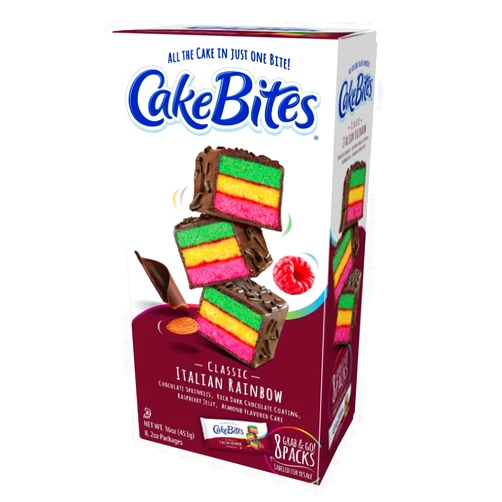 COOKIES UNITED ALWAYS FRESH The Original Cakebites by Cookies United, Grab-and-Go Bite-Sized Snack (Classic Italian Rainbow, 8 Pack)