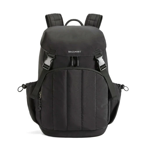 BAGSMART Backpack for Women, Wide Opening Travel Backpack, College Backpack for 15.6 Inch, Water-Resistant Quilted Daypack Lightweight Bookbag, Black