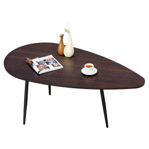 SAYGOER Oval Coffee Table Espresso Wood Mid Century Modern Coffee Tables Unique Retro Farmhouse Accent Center Sofa Rustic Table for Living Room Home Office Easy Assembly, Dark Brown