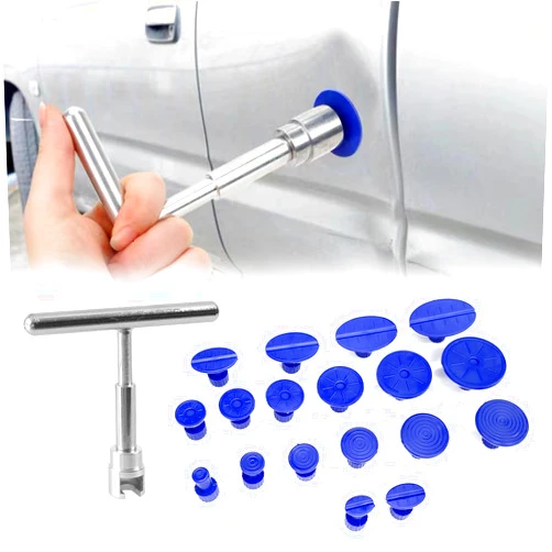 Tobenbone 18 Pcs Car Dent Puller, Paintless Dent Repair Tool, Car Accessories Car Body Dent Remover Kit with T Slide Hammer for Car, Glass, Screen and Tiles