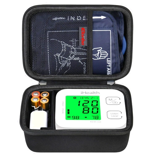 Elonbo Carrying Case for iHealth Track Smart Upper Arm Blood Pressure Monitor, Wireless Bluetooth Blood Pressure Monitor Travel Protective Bag Storage Holder, Mesh Pocket fits Range Cuff, Black