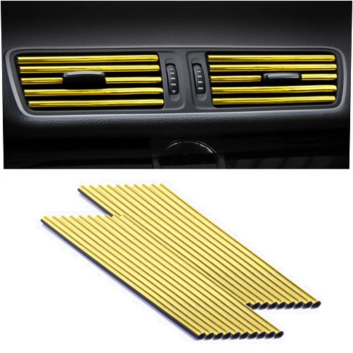 SINGARO 20 Pieces Car Air Conditioner Air Outlet Decorative Strips, Bendable DIY Decorative Strips, Universal for Most Air Outlets, Car Interior Accessories (Yellow)