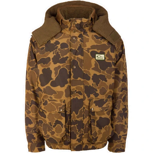 Drake Waterfowl Men's Throwback 80 Sport 3-in-1 Waterproof Windproof Breathable Inner Fleece Jacket with Sherpa Lined Hood