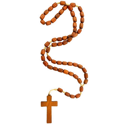 Catholica Shop - Catholic Religious Wear Wooden Beads Necklace with Wood Cross Pendant Catholic Rosary Necklace I Cross Necklace for Men Rosarios Catolicos Madera Made in Brazil…