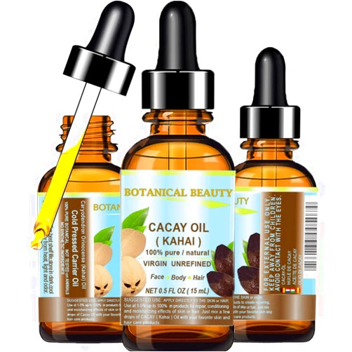 Botanical Beauty CACAY Kahai OIL 100% Pure Natural Virgin Unrefined WILD GROW Anti Wrinkle Face Oil Natural Retinol Vitamin A, Vitamin E. 0.5 Fl.oz.- 15 ml
