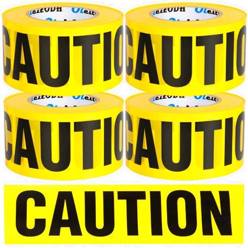 Oleitodh Yellow Caution Tape 4 Pack, 3inch x 1000 ft, Halloween Decoration Party Tape Bulk, Waterproof Construction Warning Safety Tape for Danger/Hazardous Area, Barricade Harzard Tape