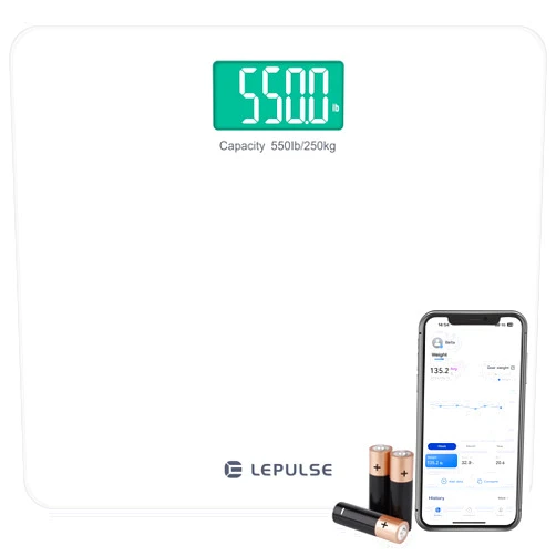 Lepulse Scale for Body Weight, 550 lb Digital Bathroom Smart Scales BMI Weights Scale 13 inch Platform, Lepulse Large Capacity Extra Wide High Accurate Scale
