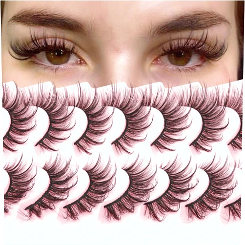 Geeneiya Wispy Mink Lashes Natural Eyelashes Spikes Lash Extensions Look Fluffy False Eyelashes 18mm Long Strip Lashes Cat Eye Eyelashes Fairy Look 7 Pairs Multipack by Geeneiya