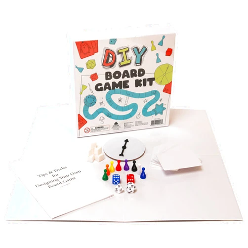 Da Vinci's Room DIY Board Game Kit - Make Your Own Board Game Kit with Double-Sided Blank Game Board, Blank Board Game Box, Board Game Pieces, Board Game Accessories