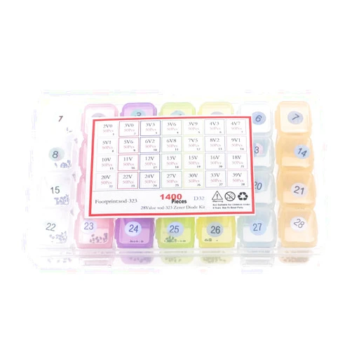 Generic 1400pcs 28Value SOD-323 SMD Zener Diode Assortment kit W1-WT 2.0V 3V 3.3V 3.6V 3.9V 4.3V 4.7V 5.1V 5.6V 6.2V 6.8V 7.5V 8.2V 9.1V 10V 11V 12V 13V 15V 16V 18V 20V 22V 24V 27V 30V 33V 39V