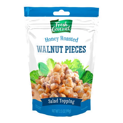 Fresh Gourmet Glazed Walnut Pieces | Honey Roasted Flavor |3.5 Ounce, Pack of 9 | Crunchy Snack and Salad Topper
