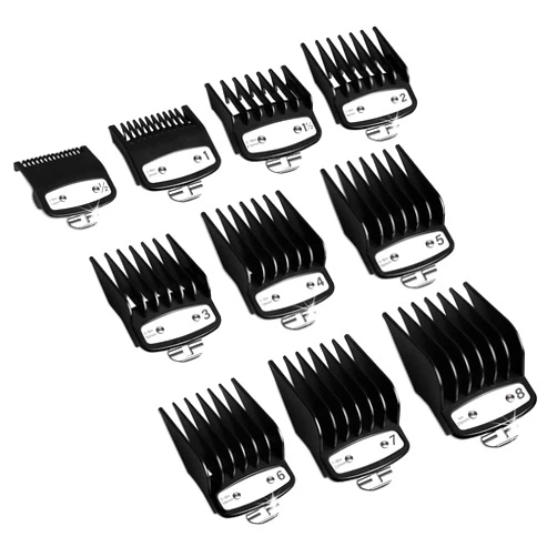 CR8GR8 Professional Hair Clipper Guards Guides 10 Pcs Coded Cutting Guides #3170-400- 1/16” to 1” fits for All Wahl Clippers(Black-10 pcs)